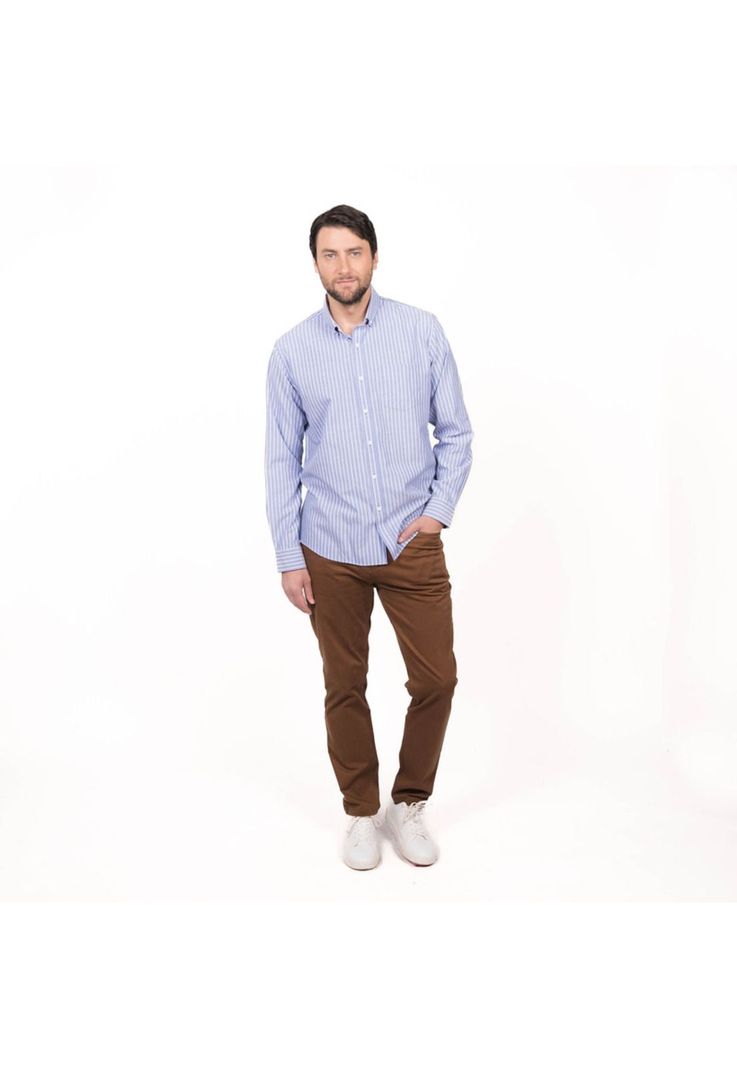Camisa Oxford Listada Slim Fit-3