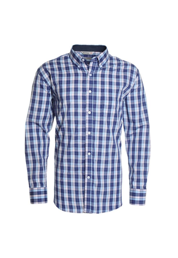 Camisa Fantasia Premium Manga Larga Boton Cuello Celeste-3