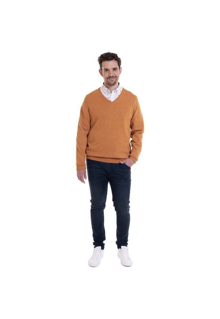 Sweater Cuello V Mostaza-2