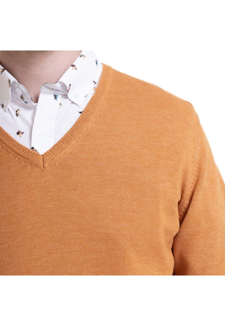 Sweater Cuello V Mostaza-3