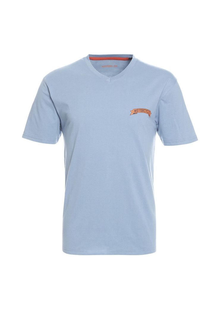 Polera Manga Corta Jersey Estampada Cuello V Celeste-3