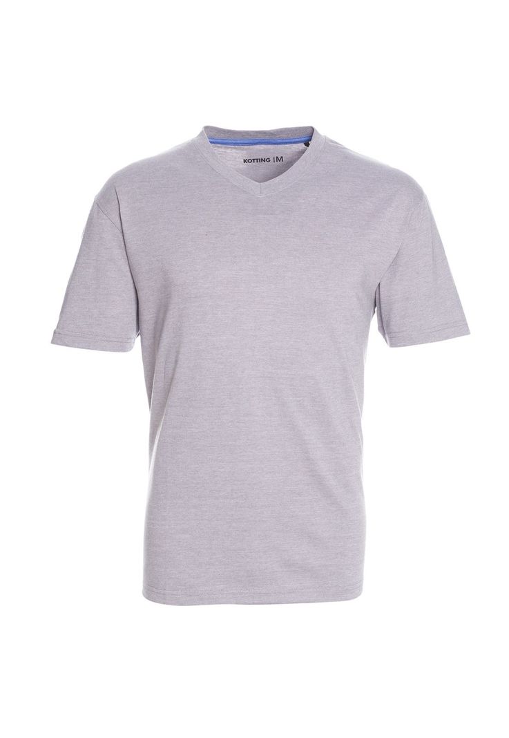 Polera Manga Corta Jersey Melange Cuello V Gris-0