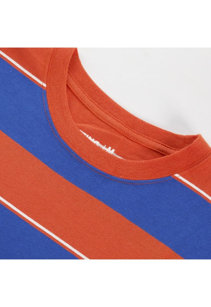 Polera Manga Corta Jersey Listada Cuello Redondo Coral-3