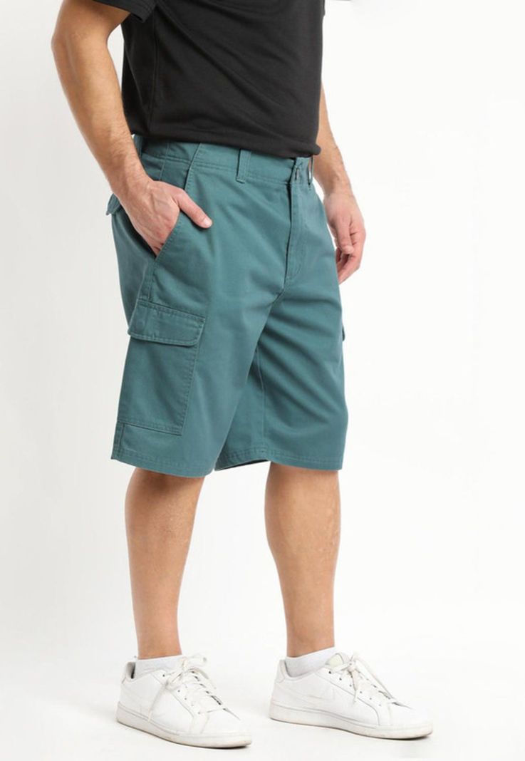Bermuda Gabardina Cargo Verde Oscuro-0