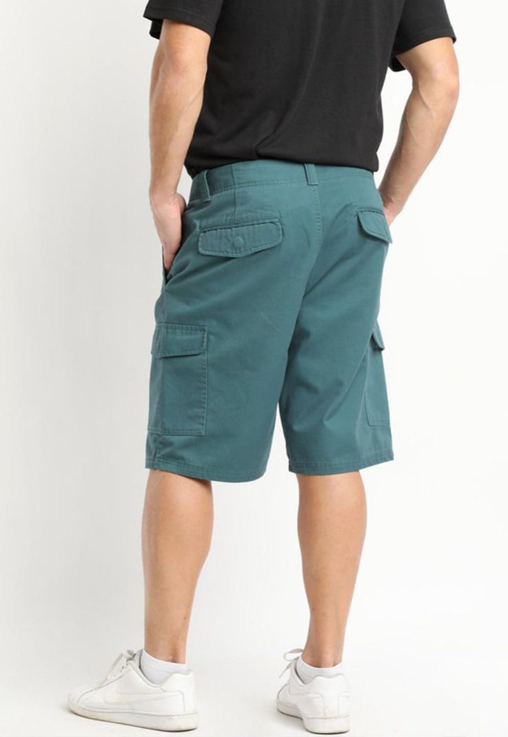 Bermuda Gabardina Cargo Verde Oscuro-1
