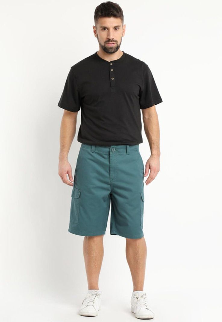 Bermuda Gabardina Cargo Verde Oscuro-2
