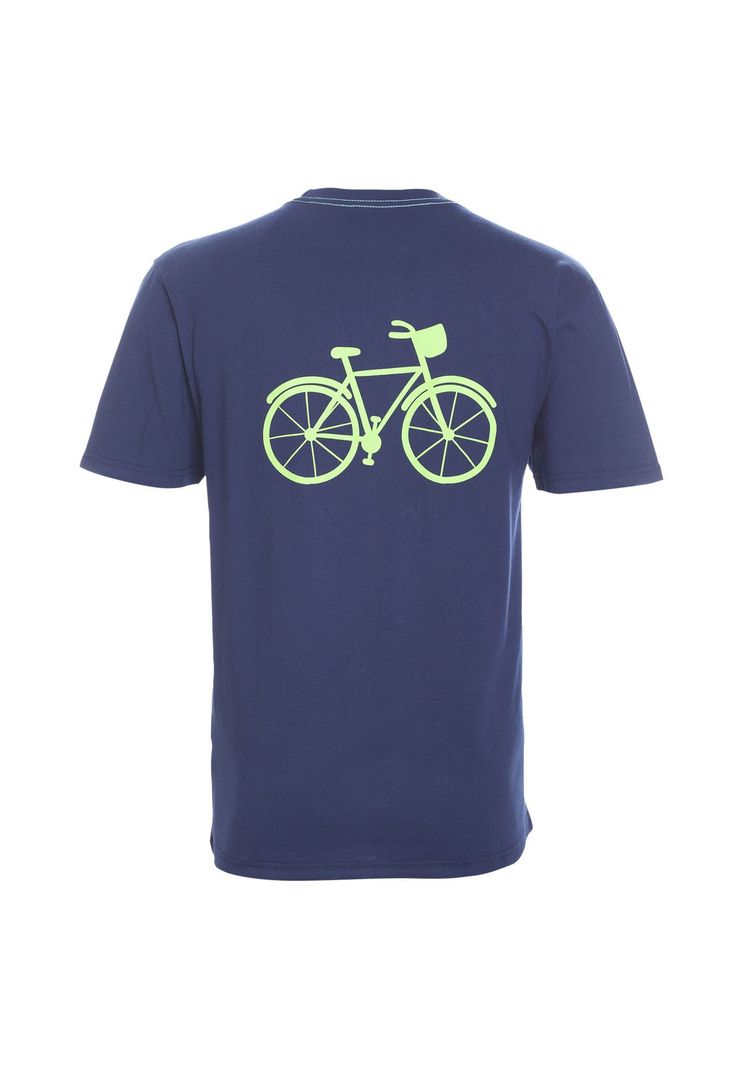 Polera Manga Corta Jersey Estampada Cuello Redondo Azul marino-0