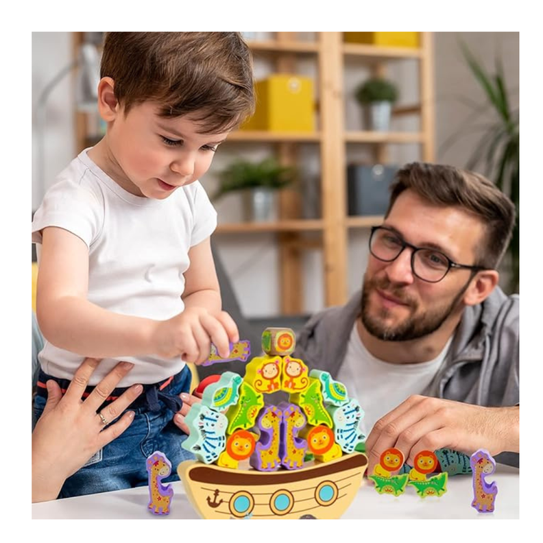 Juego de Equilibrio Arca de Animales de Madera-1