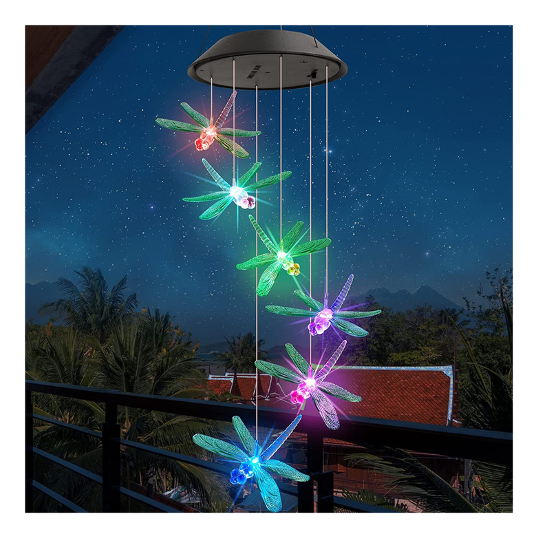 Colgante Solar Libélulas Luz Multicolor-0