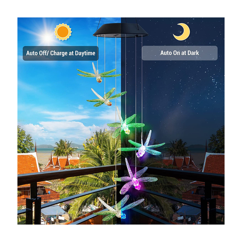 Colgante Solar Libélulas Luz Multicolor-3