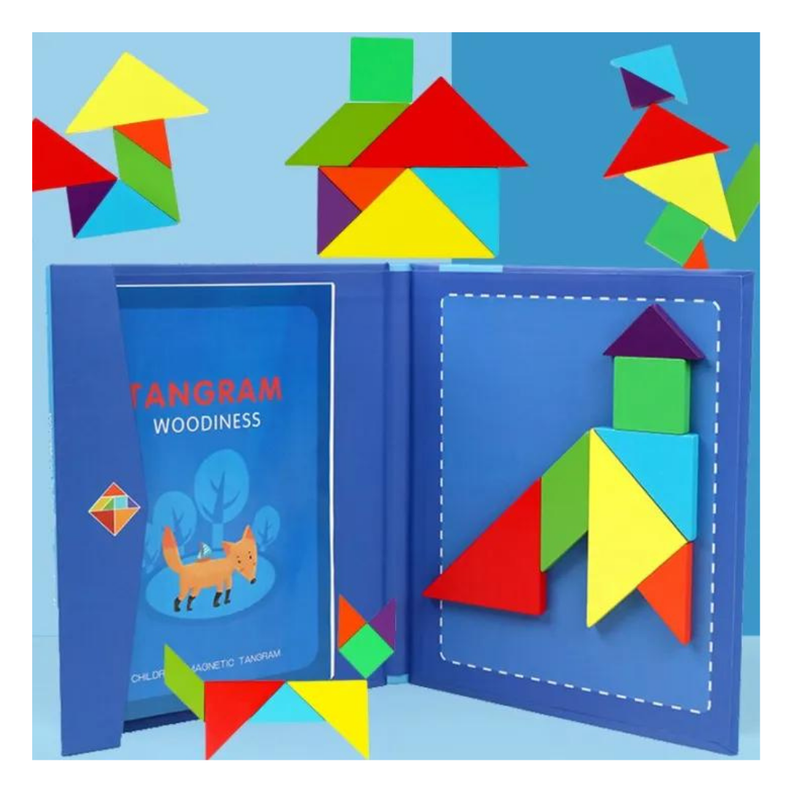 Tangram Magnético Libro 96 Desafíos Rompecabezas -0