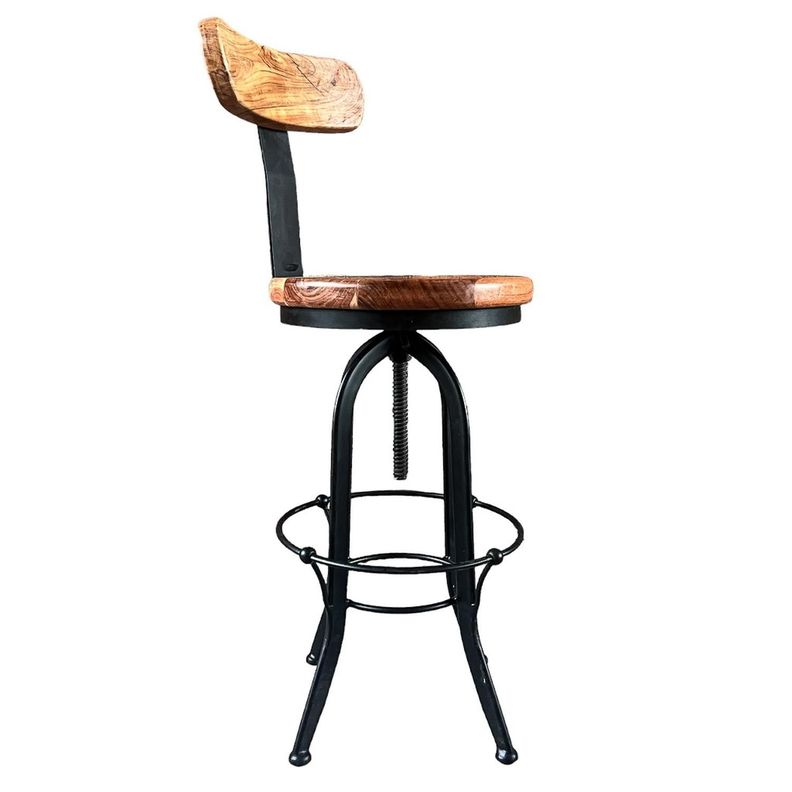 Taburete giratorio madera Acacia natural pletina en respaldo-0