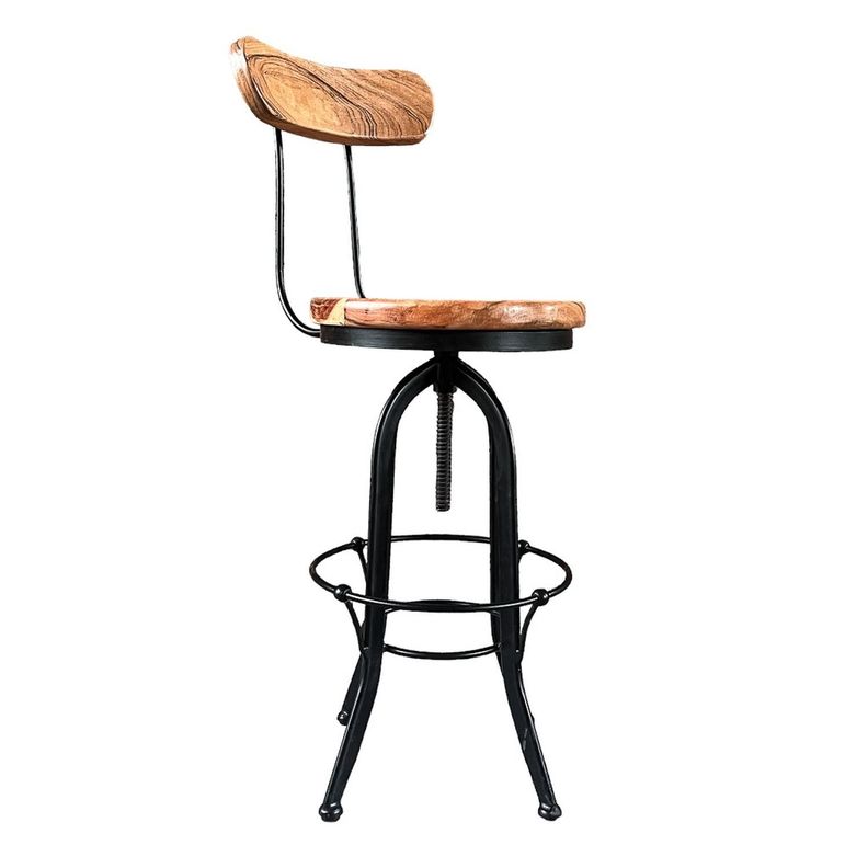 Taburete giratorio madera Acacia natural barritas en respaldo-0