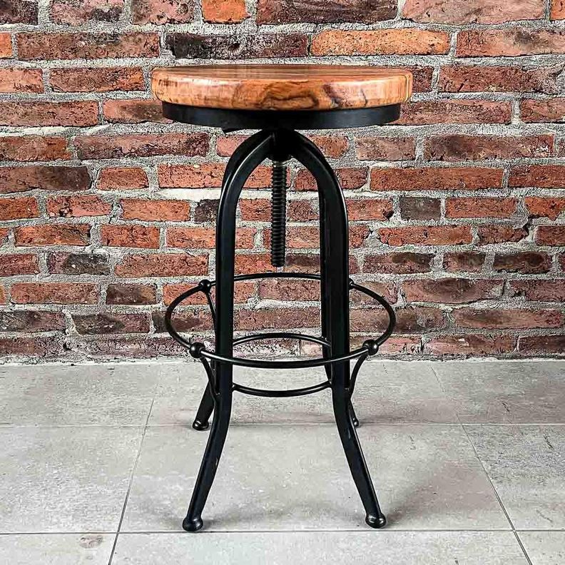 Taburete giratorio madera acacia color natural-2
