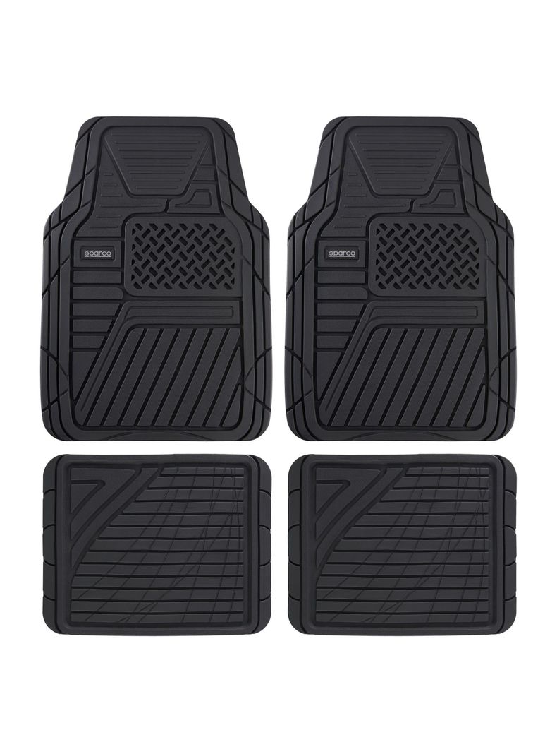 Piso Alfombra Para Auto De Goma Set Sparco Negro-0
