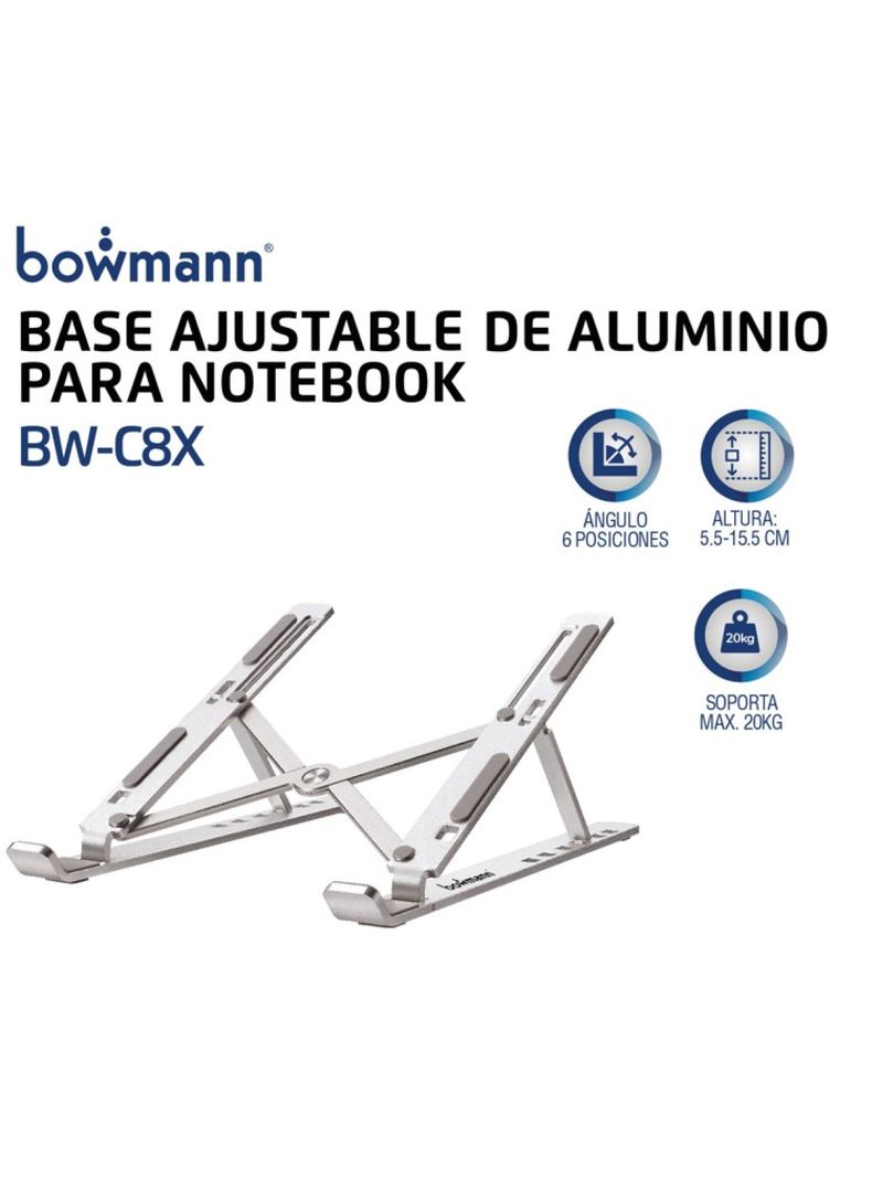 Base Ajustable De Aluminio Bowmann Para Notebook Bw-c8x-1