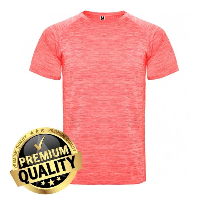 Polera Deportiva De Poliéster Manga Corta Jaspeado - Naranjo-0
