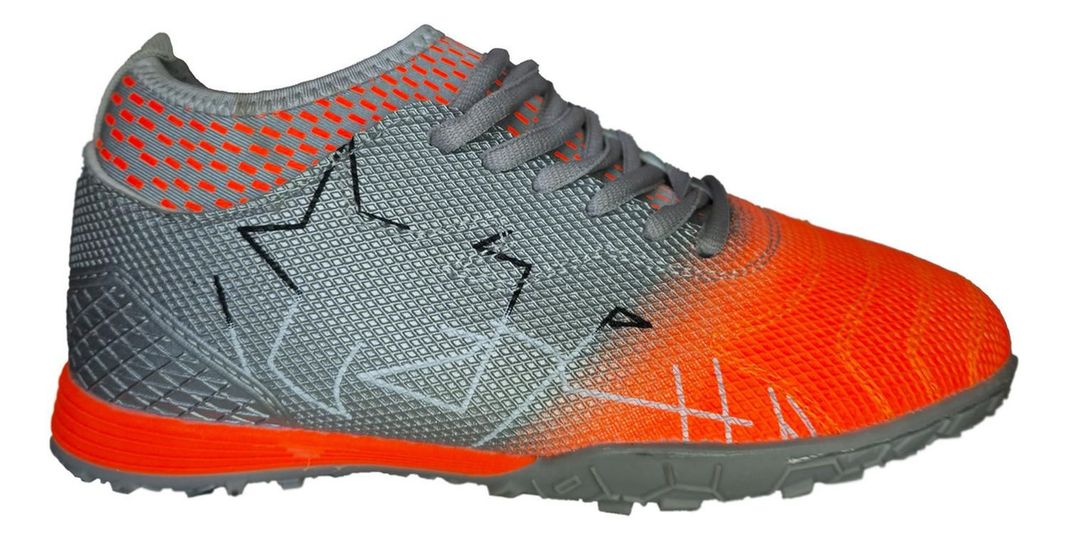 Zapatillas Ergonómicas Gris Naranjo Para Fútbol Sala 7638-0