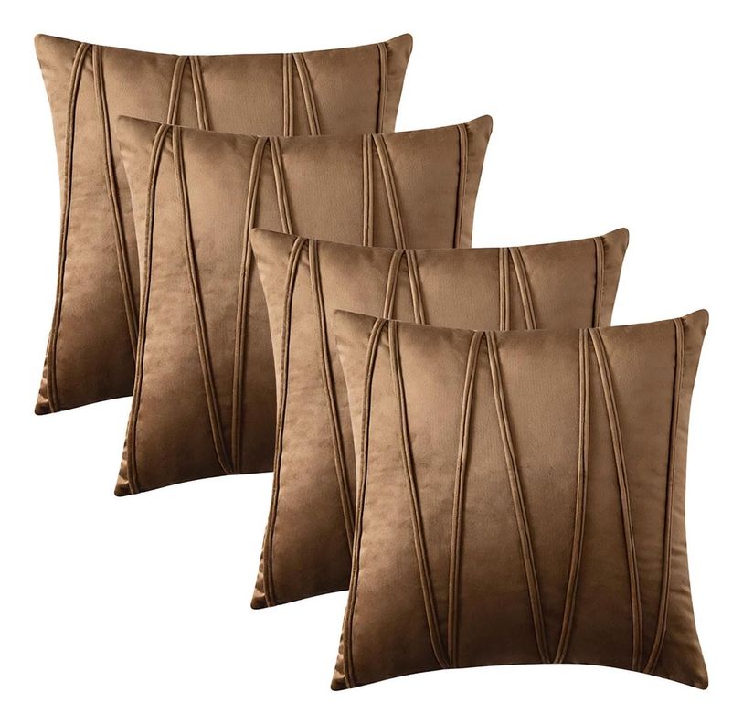 Fundas De Cojin Decorativa 45x45 Lineas Cafe PACK 4 U-1