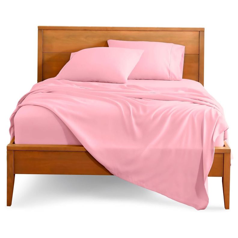 Sabanas De Algodon 800 hilos Premium 1 plaza Twin Rosa