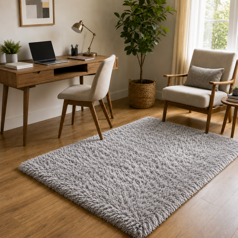 Alfombra Estilo Shaggy color Gris Claro 150x200 cm 026