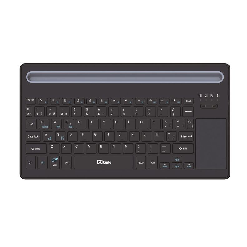 Teclado Inalambrico con Touchpad Bluetooth 5.0 y 2,4Ghz , Recargable Utek UT-KBBT900P