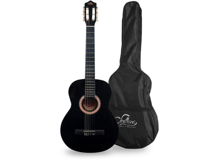 Guitarra Acústica Clásica 30 Pulgadas Para Niños Sevillana Negra Con Funda-0