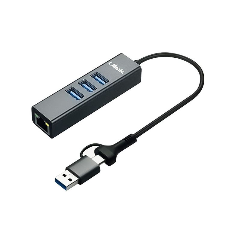 Adaptador USB tipo C/A a gigabit con 3 puertos USB 3.0 UL-GBHUB3 Ulink-0