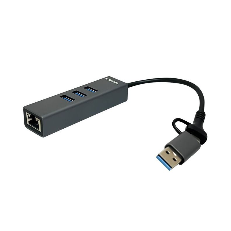 Adaptador USB tipo C/A a gigabit con 3 puertos USB 3.0 UL-GBHUB3 Ulink-1