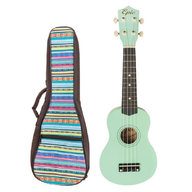 Ukelele 21Pulgadas Verde Con Funda Acolchada Epic-1