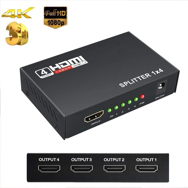 Splitter HDMI 1 Entrada 4 Salidas 1080P 3D Ver1.4 4K-1