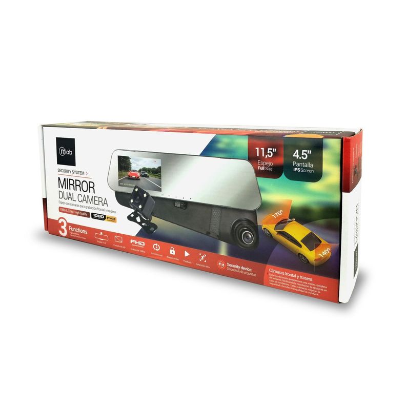 Espejo Retrovisor de Seguridad con cámaras para grabación frontal y trasera Mlab-6