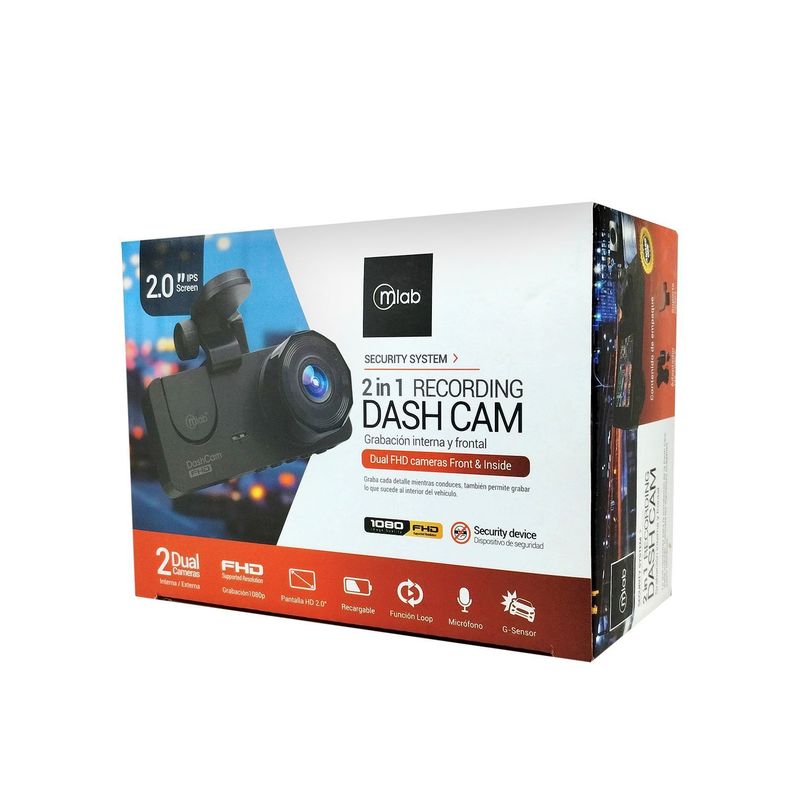 Camara Auto 2 en 1 Dash cam DVR FHD Mlab 1080P-4