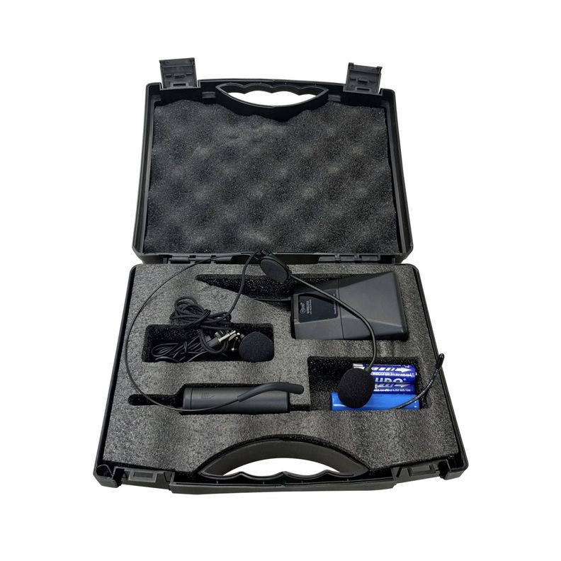 Micrófono Portátil Inalámbrico UHF 2 en 1, Cintillo + Lavalier Hasta 40mts-5