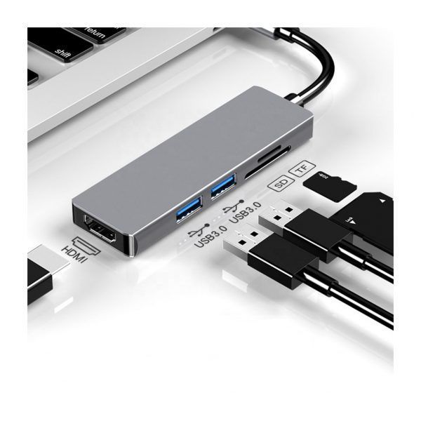 HUB Tipo-C 5 En 1 HDMI + USB3.0 X 2 + Lectro SD Y MicroSD BIRLINK-1
