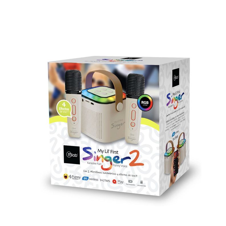Mini Parlante Karaoke Infantil Con 2 Microfonos Inalambricos Mlab-2