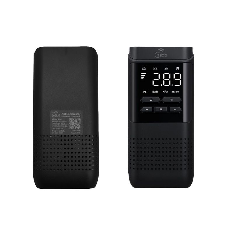Compresor De Aire Neumaticos Portatil Digital Mlab 51PSI Power Bank 4000Mah Negro