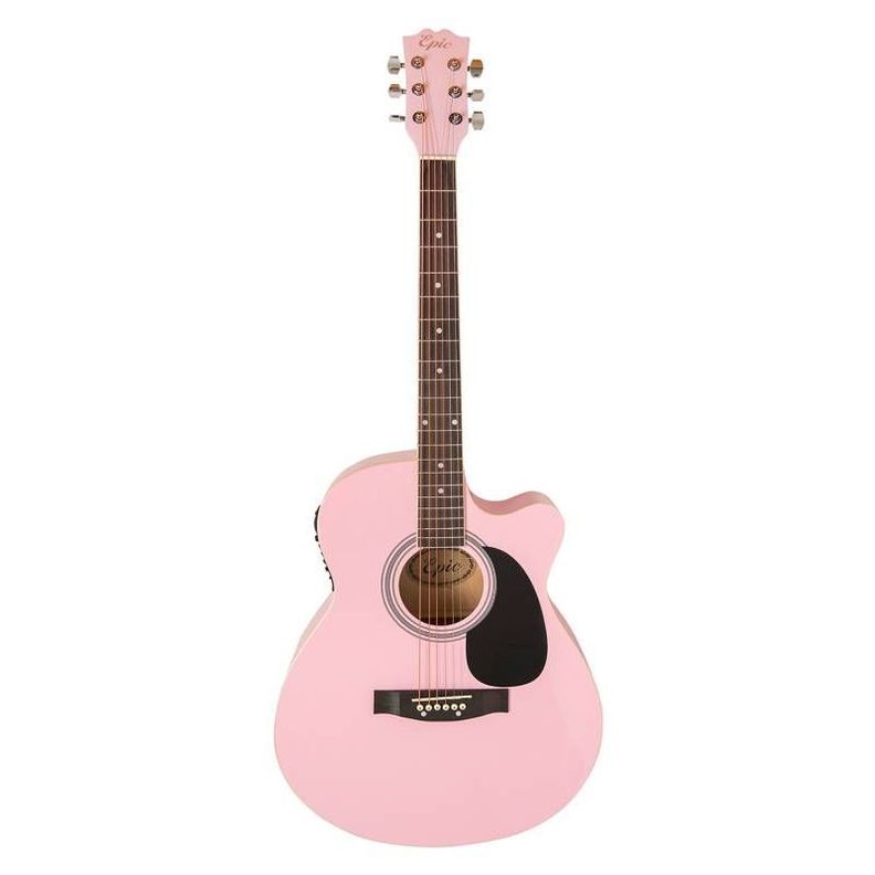 Guitarra Electroacústica Epic Rosada 40 Pulgadas con Funda-0