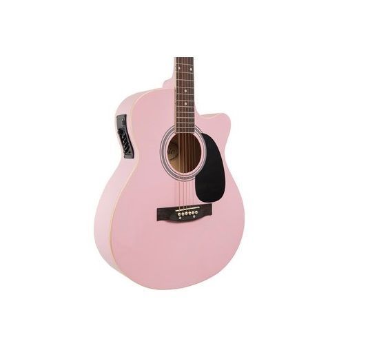 Guitarra Electroacústica Epic Rosada 40 Pulgadas con Funda-1