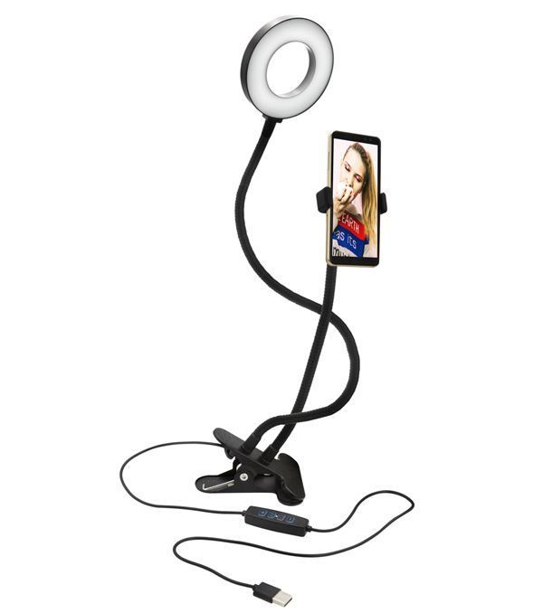 Aro De Luz 10cms Con Pinza Para Escritorio Y Soporte Celular Philco-1