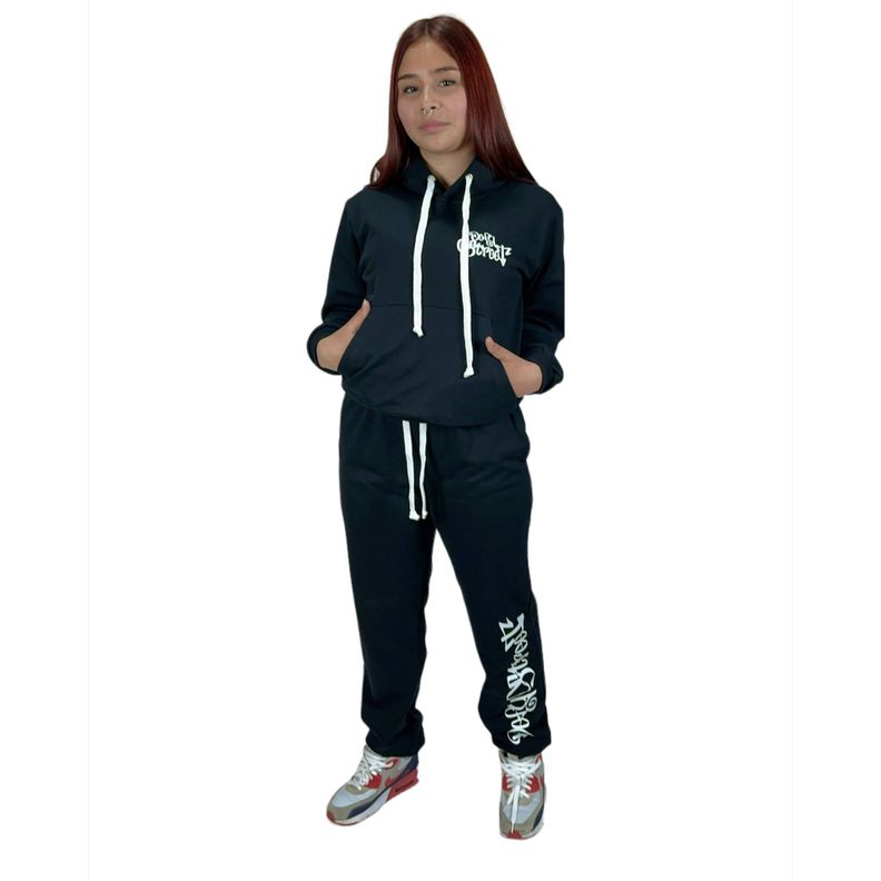 Conjunto Polerón y Jogger algodón negro mujer-2