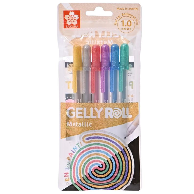 Lapiz Gel Gelly Roll Sakura Metallic 6 Colores Surtido