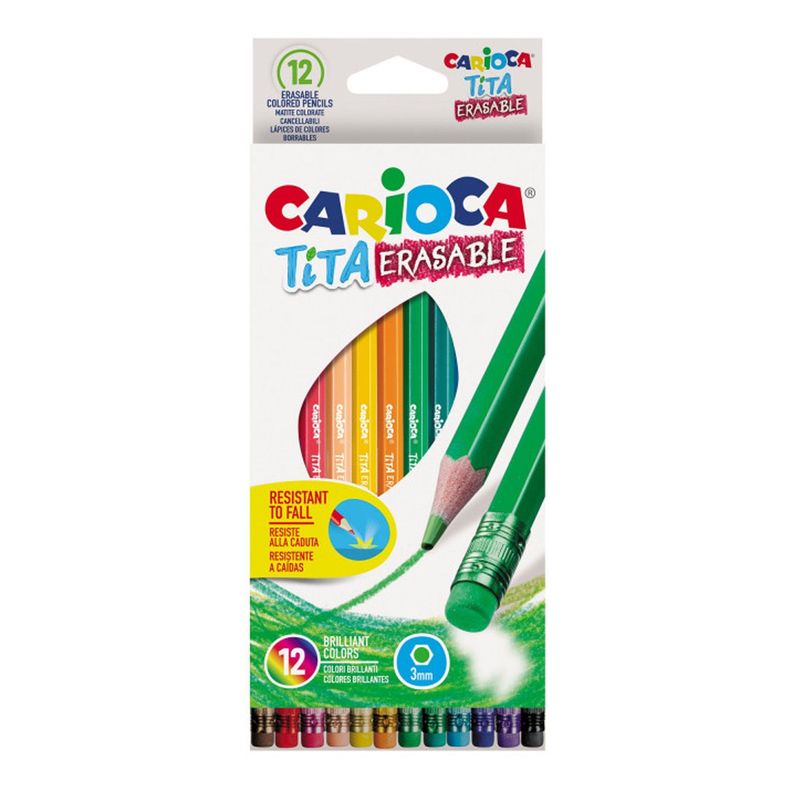 Lapices Carioca Hexagonal Borrable (12 Colores) Surtido