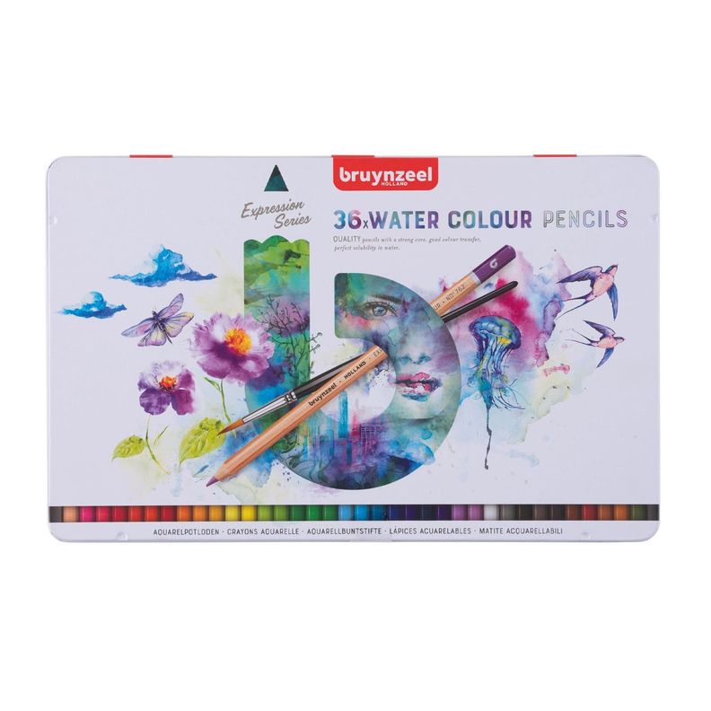 Lápices Acuarelables Bruynzeel + Pincel (36 Colores)-0