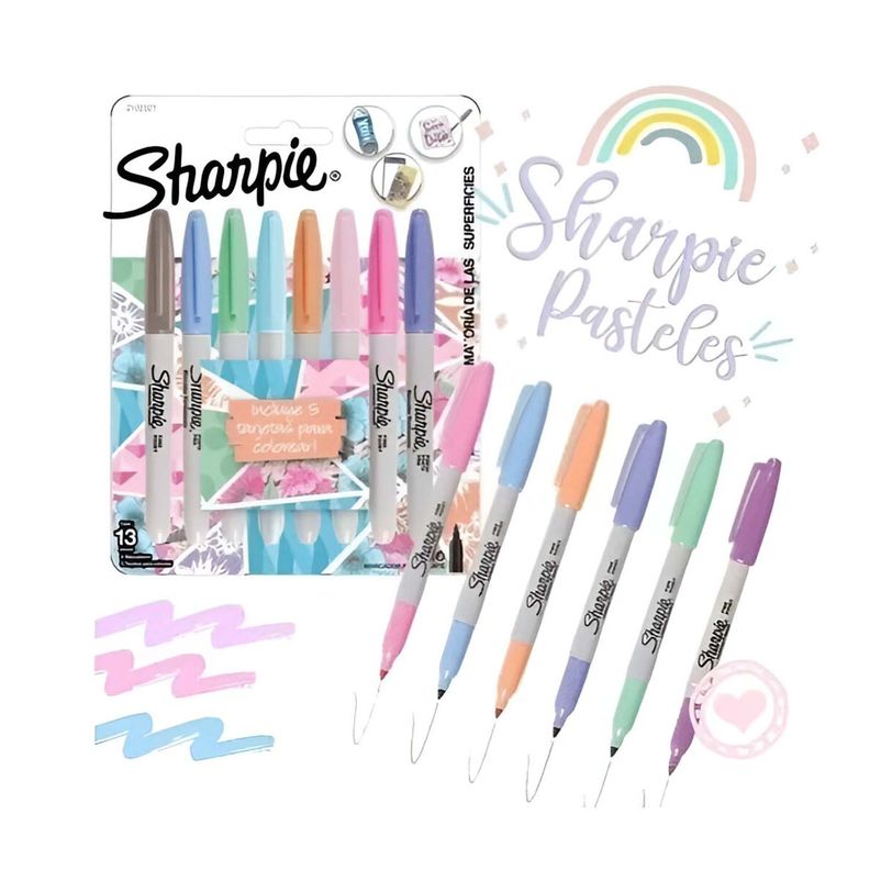Set 8 Marcadores Sharpie Permanente Tonos Pastel-1