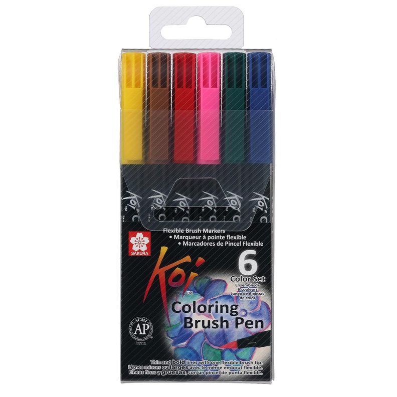 Set Plumones Acuarelables Sakura Koi Brush 6 Colores Basicos-0