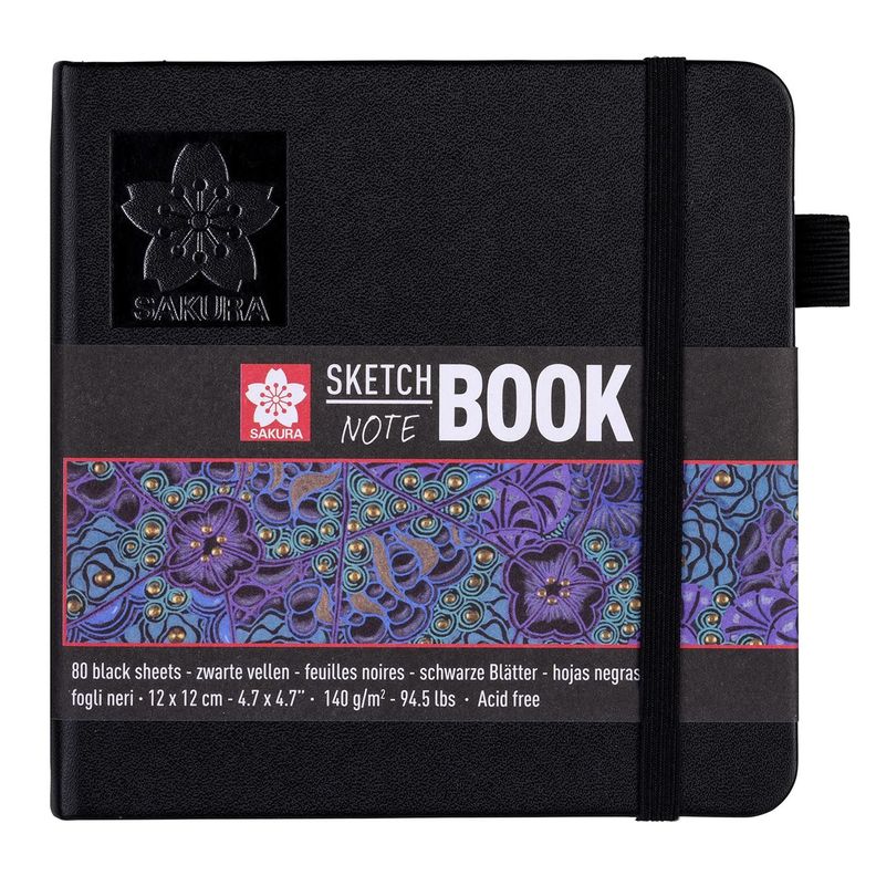 Croquera Sakura 80hj 140gr  Negro 12x12cm-2