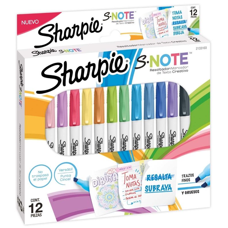 Marcador Sharpie S-note 12 Colores Surtido