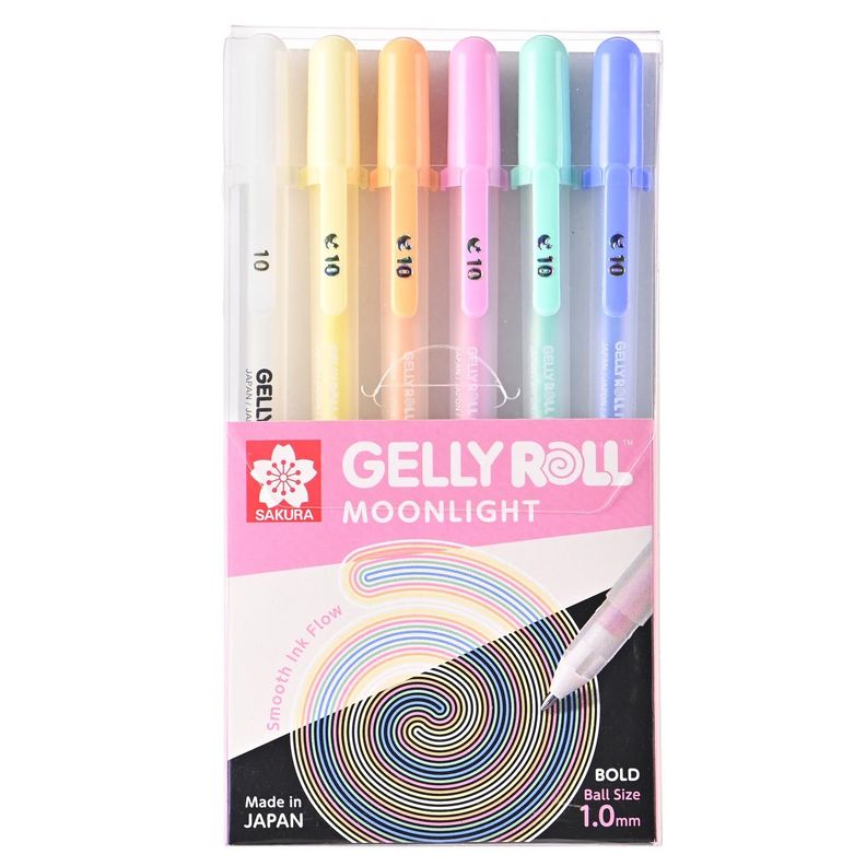 Lapiz Gel Gelly Roll Sakura Moonlight 6 Colores Pasteles Surtido