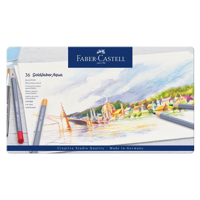 Lápices Acuarelables Faber-Castell Goldfaber Aqua 36 Colores-0